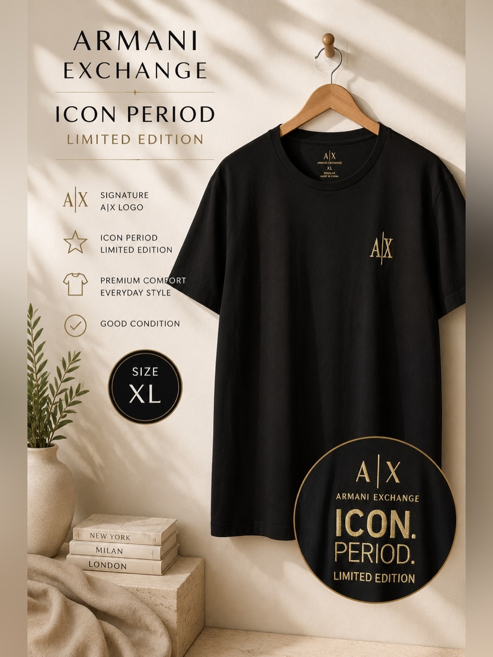 Armani Exchange Icon Period Limited Edition Logo Tee Black XL
